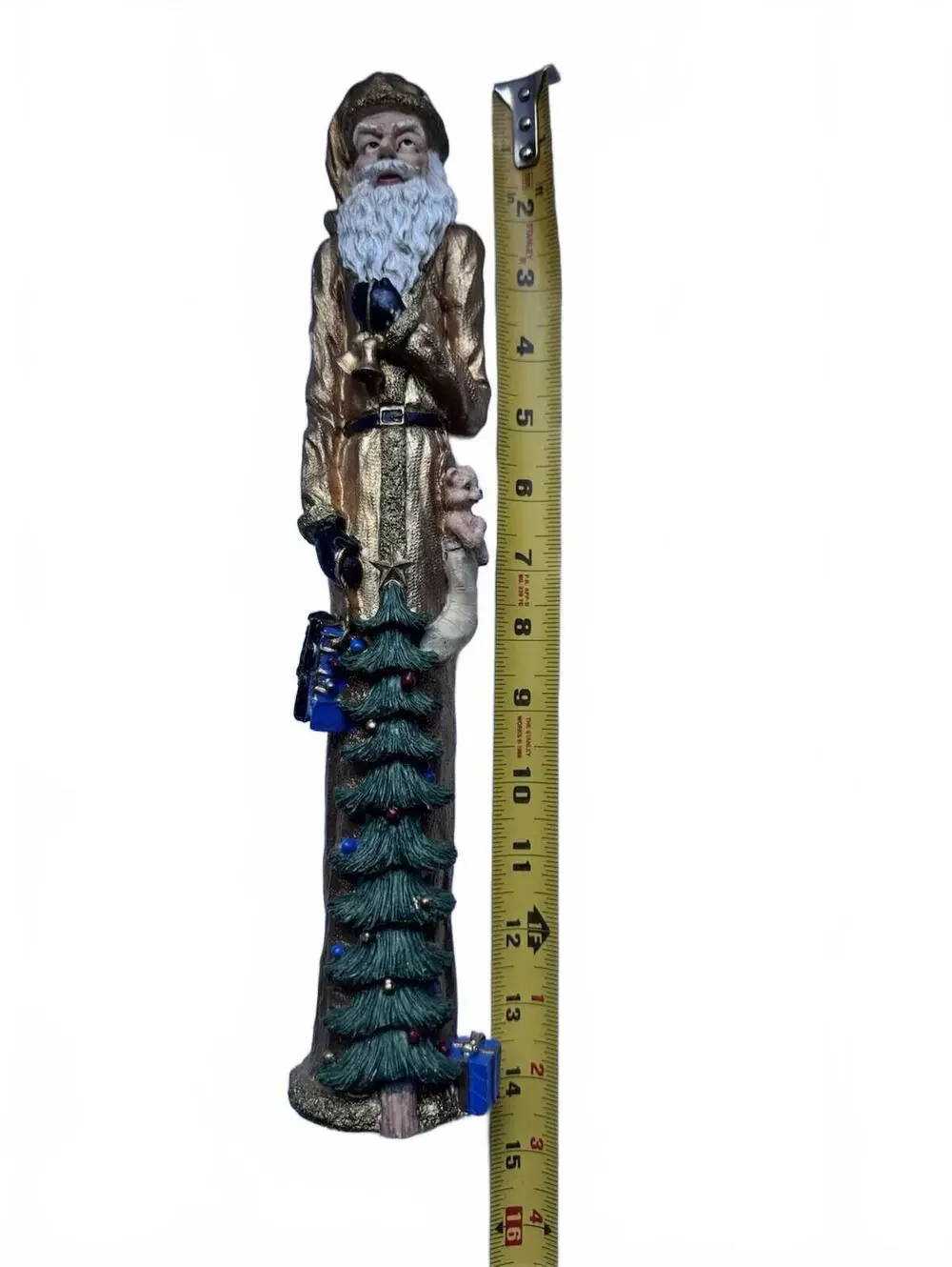 Vintage Painted Gold Pencil Santa Tree, Toys Figurine 14.5